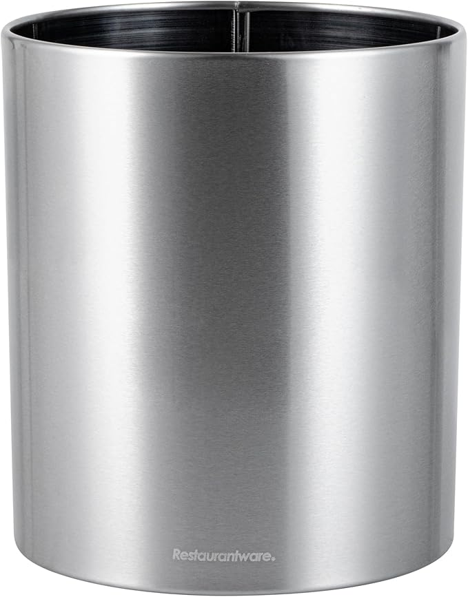 Restaurantware Stainless Steel Utensil Holder 1 Count 6.2 x 6.2 x 7.9 Inches Durable Cutlery Storage Flatware Organizer Rust-Resistant Sink Caddy Silver Kitchenware Holder