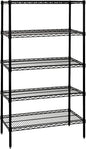 Quantum Storage Systems WR63-1854BK Wire Shelving Starter Kit, 54" W x 18" D x 63" H, 600 lbs Capacity, Carbon Steel, Epoxy Coated, Black, NSF