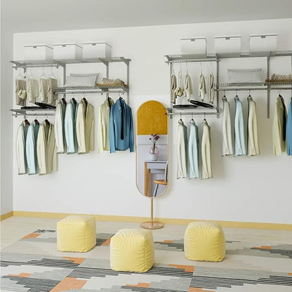 Tangkula 3 to 5 FT Custom Closet Organizer System Kit, Wall-Mounted Storage Organizer with Wire Shelving and Hanging Rods, Adjustable Closet Organizer Kit, Configurations Custom Closet for Bedroom