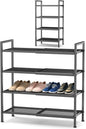 4 Tier Shoe Rack, Expandable Shoe Rack for Closet, Adjustable Shoe Organizer for Entryway, Shoe Storage Organizer for Door Entrance, Garage, Bedroom