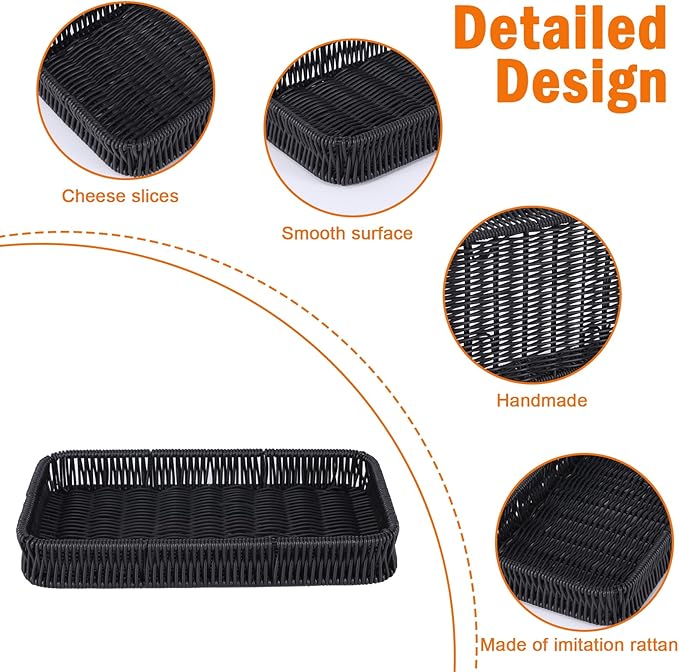 Toilet Tank Tray Storage Basket, Metal Woven Bathroom Basket Decorative Tray for Toilet Paper Storage, Wicker Vanity Organizer Bin with Non-Slip Feet for Bathroom Counter or Back of Toilet-Black