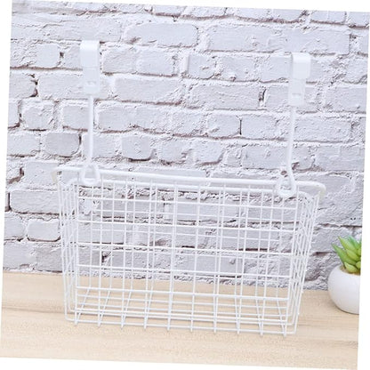 Over Door Hanging Storage Rack White Organizer for Kitchen Bathroom and Office Space Saving Basket for Cabinets Easy to Install Ventilated Design