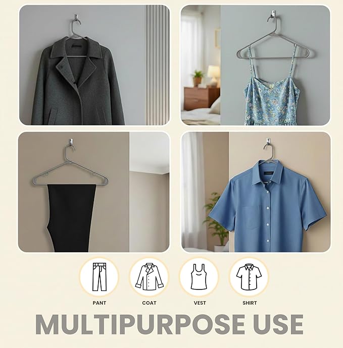Utopia Home Plastic Hangers 20 Pack - Space Saving Clothes Hanger - Durable & Strong Closet Organizers and Storage with Built-in Strap Hooks - Essential for Shirts, Pants, Skirts & Coats (Grey)