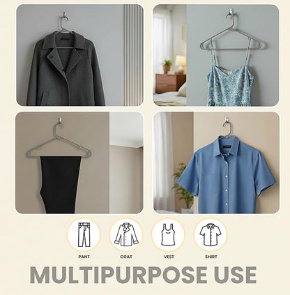 Utopia Home Plastic Hangers 20 Pack - Space Saving Clothes Hanger - Durable & Strong Closet Organizers and Storage with Built-in Strap Hooks - Essential for Shirts, Pants, Skirts & Coats (Grey)