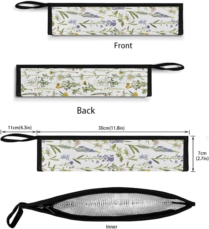 COEQINE Floral Utensils Holder Small Colorful Flower Fork Spoon Knife Organizer White Portable Lightweight Fork Spoon Knife Organizer Case With Handles Travel Accessories Outdoor Portable