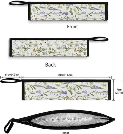 COEQINE Floral Utensils Holder Small Colorful Flower Fork Spoon Knife Organizer White Portable Lightweight Fork Spoon Knife Organizer Case With Handles Travel Accessories Outdoor Portable