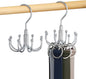 Belt Hanger, 2 Pack Rotatable Belt Organizer Rack for Closet Sturdy Max 48 Belts Storage with 16 Hooks, Hanging Space Saving Closet Organizers for Belts Holder, Silver