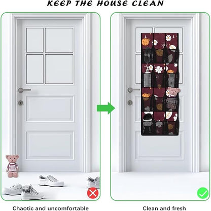 Ladybug Shoe Organizer Over The Door,Hanging Shoe Organizer,Over Door Shoe Organizer,Space Saving Hanging Storage Holder,Closet Rack Hanger with 12 Mesh Pockets for Home Decor