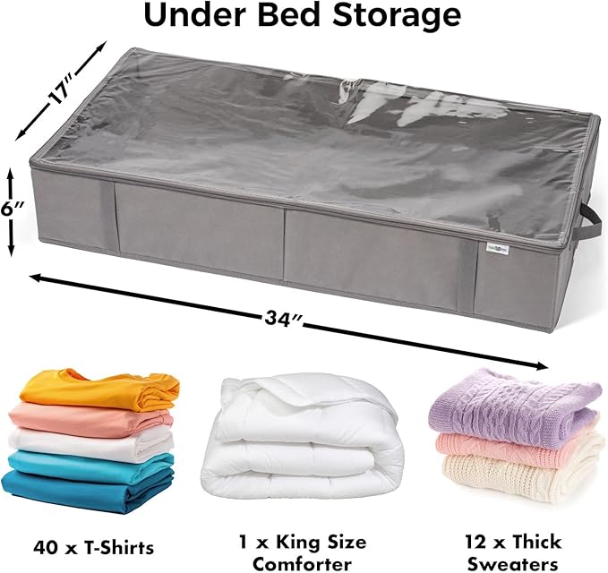 StorageExpert Closet Organizers and Storage - Maximize Space with Under Bed Storage Containers & Clothes Storage - Ideal Closet Organizer, Toy Storage Organizer & Underbed Storage (Grey, 4 Pack)