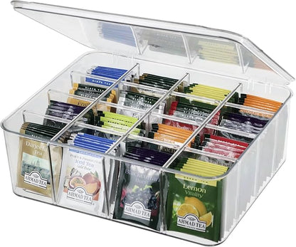 ZEXALOR Socks Underwear Drawer Organzier Dividers, 16 Compartment Removable Divided Plastic Storage Bin with Lid, Storage Organizer for Scarves Ties Bras, Clear Dresser Drawer Organizers