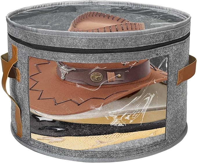 STARGAZ Oversized Clear Hat Storage Bag, Hat boxes for women storage, Cowboy hat storage, Hat accessories, hat organizer for closet, hat travel case with Handle, Holds Up to 10 Hats (Grey 1 Pack)