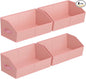 Homsorout Storage Bins for Shelves - Large Trapezoid Closet Shelf Organizer, Fabric Organization Bins with Handles, Storage Baskets for Clothes, Towel, Purse, 4 Pack, Pink
