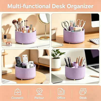 Makeup Brush Holder, Makeup Brush Organizer Countertop, Skincare Makeup Cosmetic Perfume Organizer Storage Box Case for Vanity Bathroom Countertop(Purple)