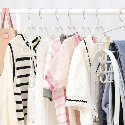 Plastic Hangers 50 Pack, Cute Clothes Hanger Ultra Thin Space Saving with 360 Degree Swivel Hook &Travel Clothesline -Strong Adult for Dress,Shirt,Coats