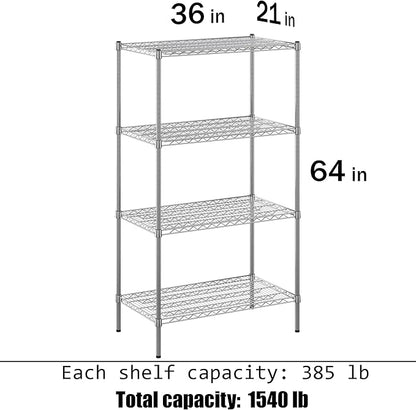 21" Deep x 36" Wide x 64" Height Wire Shelving Kit | 4-Tier | NSF Commercial Storage Rack Unit