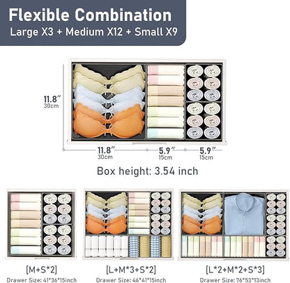 DIMJ Drawer Organizer Clothes 30 Pack - Foldable Baby Organizers and Storage Dresser Organizer for Bedroom, Closet Nursery Organization Dresser Dividers for underwear, Sock, Bra, Belt, Tie