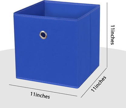 Foldable Storage Cubes Bins ,11 Inch Cloth Storage Cube Fabric Storage Box Cubes Organizer Baskets with Handles for Home Organizer Set of 3 (Dark Blue)