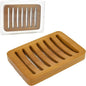 Slotted Bar Wood Soap Dish Self Draining, Wooden Sponge Holder, 1 Pack Curved Slotted Bamboo Soap Dish with Drainage for Shower, Bathroom, Kitchen, Sink, Travel, Packed in A Box (Warm Brown)