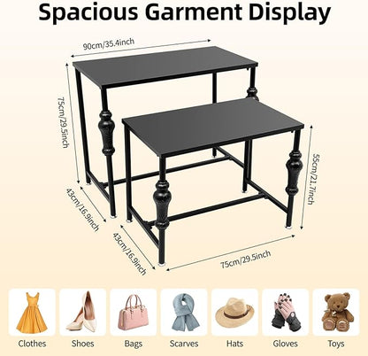 Industrial Retail Display Tables, 2PCS Modern Standing Clothing Shoes Display Rack Boutique Display Table Storage Shelves Retro Unit Storage Shelves Store Display for Retail Store Hotel Office