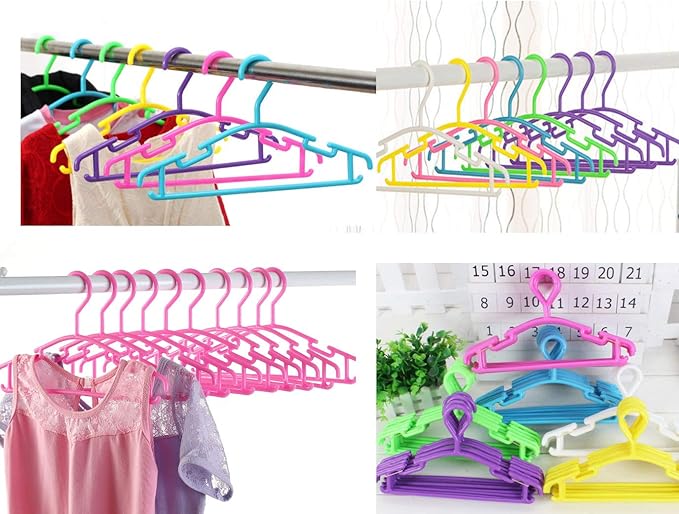 YYaaloa 30pcs Kids Clothes Hangers Baby Clothes Hangers Childrens Plastic Infant Hangers Very Durable Kids Hangers Toddler's Hangers for 1inch Closet Rod (6 colors-30pcs)