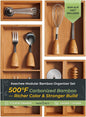 keechee 5-Piece Bamboo Drawer Organizer Set, 2.2" Deep Multi-Use Organizers for Utensils, Silverware, Cutlery, Desk, Bathroom, Junk Drawer & Makeup, Non-Slip Feet Included.