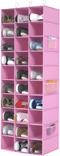 Libeder Hanging Closet Organizers 30 Section Shoe Shelves, Shoe Storage Hanging Shoe Rack, Space Saving Shoe Holder, Pink