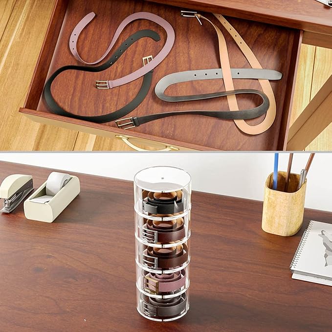 NIUBEE Belt Organizer, Acrylic 4 Layers Belt Case Storage Holder and Display for Accessories like Jewelry,Watch,Bracelets
