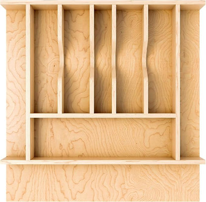 Rev-A-Shelf Natural Maple Right Size Utensil Insert Home Storage Kitchen Organizer 7 Compartment Drawer Accessory, 19 1/4" x 19 1/2", 4WCT-24SH-1