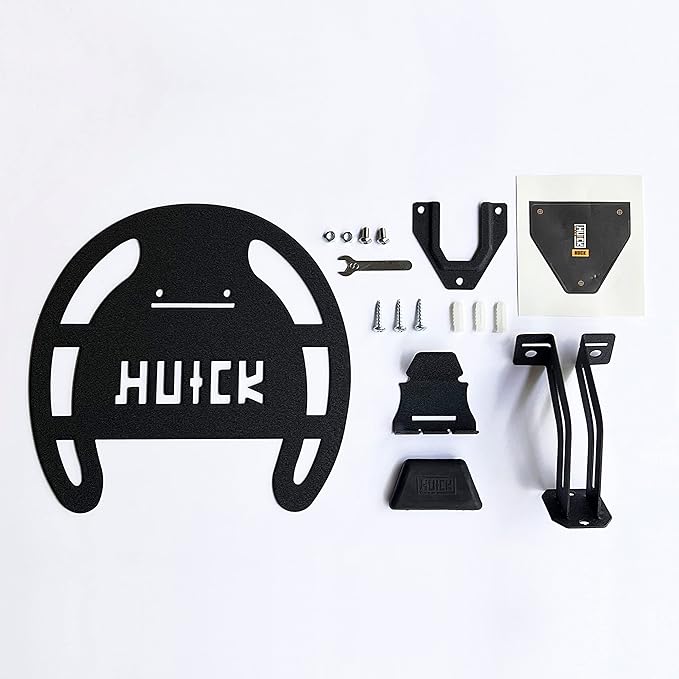 HUCK Helmet Stand Garage Organizer Wall Mount Rack for Motorcycle Helmets, Hats, Coats (Basic, Black)