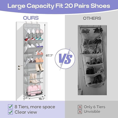 MISSLO Clear Over The Door Shoe Organizer Hanging Shoe Rack for Door Hanger Deep Pocket Sneaker Holder