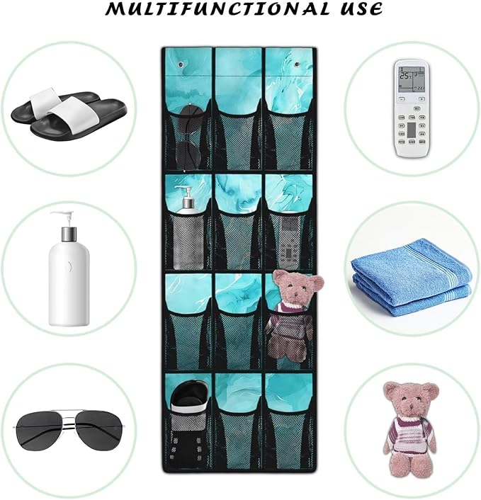 Generic Blue Marble Over The Door Shoe Organizer Hook Design Shoes Rack Storage Organizer Over The Door Can Be Easily Folded Into A Flat Shape for Easy Storage and Carrying