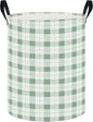 CLOCOR Large Laundry Basket,Waterproof Nursery Hamper,Collapsible Fabric Storage Container,Room Decor,Gift Basket（Green Grid
