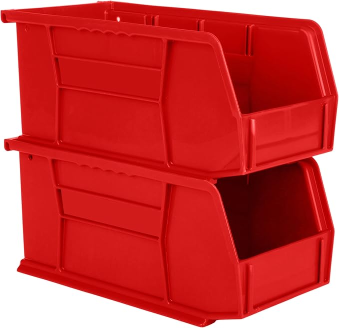 Hudson Exchange 11" x 5-1/2" x 5" Plastic Stackable Storage Bin and Hanging Container (Red, 1 Pack)