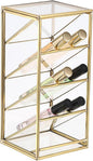 ELLDOO Rollerball Perfume Organizer, 4 Compartment Clear Glass Perfume Storage Holder Vintage Beauty Scent Holder, Metal Makeup Lipgloss Lipstick Display Case