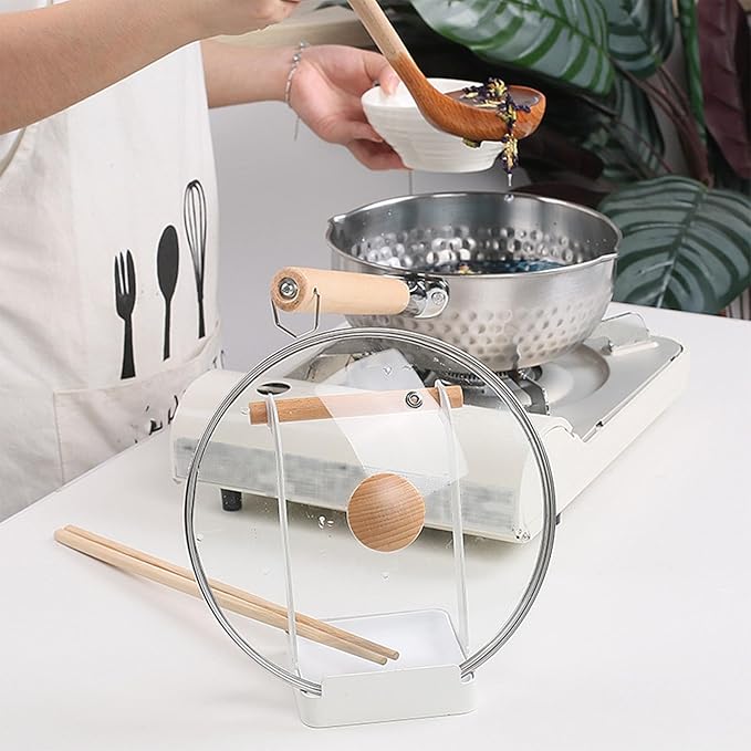 TOPINCN Pot Lid Holder, Multifunctional Pot Lid Ladle Holder Stand Kitchen Cookware Organizer Rack Spoon Rest Stand Cooking Utensil Rest, Cutting Board Rest Kitchen Utensils Drip Tray
