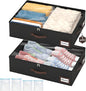 OIAHOMY 2 Pack Under Bed Storage with 4 Compression Bags, Underbed Organizers for Bedroom & Closet, Fits Beds Higher than 5.9", Space-Saving for Seasonal Clothes, Blankets & Shoes - Black