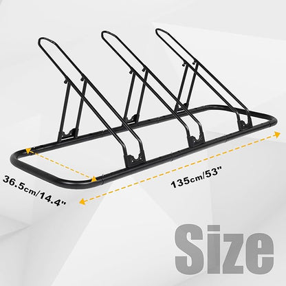 CyclingDeal Bicycle Floor Parking Rack Stand - for Mountain MTB Road Bike - Indoor Home Garage Storage - Adjustable 3 Bikes