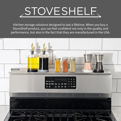 StoveShelf 30" Length Black Magnetic Shelf for Kitchen Stove - Kitchen Storage Solution with Zero Installation - Over Stove Spice Rack Organizer