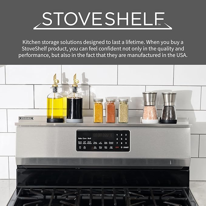 StoveShelf 20" Apartment Length White Magnetic Shelf for Kitchen Stove - Kitchen Storage Solution with Zero Installation - Over Stove Spice Rack Organizer