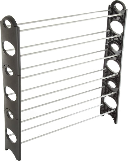 Home-Complete Stackable Shoe Rack – 6-Tier Shoe Organizer for Closet, Bathroom, Entryway – Footwear Shelf Holds 24 Pair Sneakers, Heels, and Boots