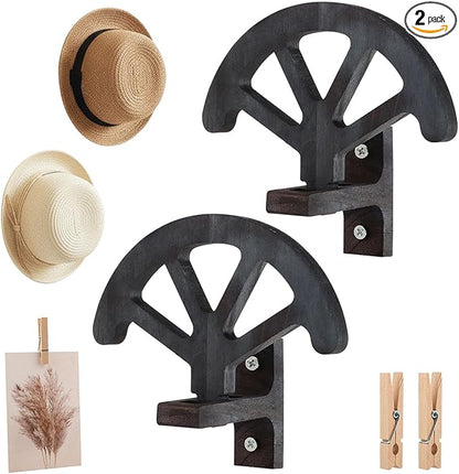 2 PCS Cowboy Hat Rack Holder, 3-Speed Adjustable Western Hat-Display,Wooden Cowboy Hat-Wall Mount Stand for Wall Can Keeps Original Shape of Hats,for Storage Fedoras Hats