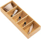KitchenEdge Premium Kitchen Utensils and Junk Drawer Organizer – Small 5-Compartment Design with 4 Removable Dividers, Non-Slip Feet, 100% Sustainable Bamboo