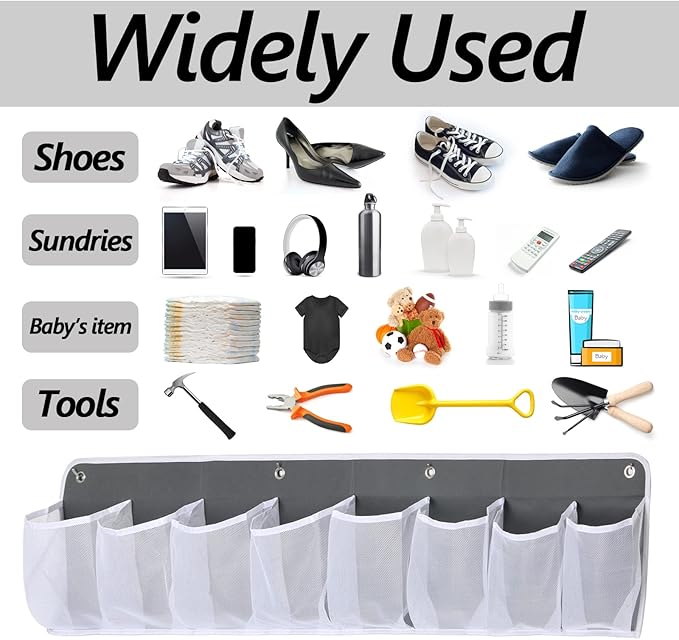 RV Shoe Storage for Bedside - 16 Extra Large Pocket Wall Mounted Entryway Shoes Rack, Bed Hanging Pocket Organizer, Bedside Caddy for Shoes and Tool Accessories,RV & Camper Essentials 2 Pack