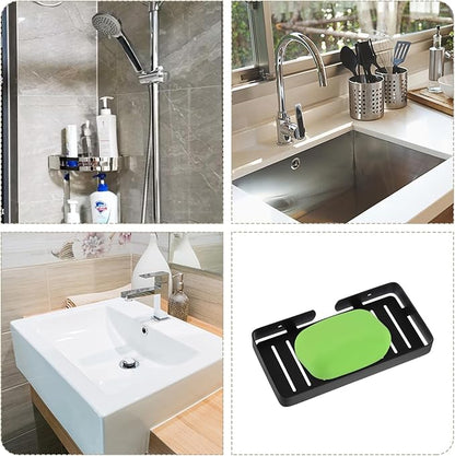 uxcell Soap Dish Holder, 304 Stainless Steel Soap Bar, Wall Mounted Soap Tray with Installation Kits, Soap Saver for Shower Wall Kitchen Counter (Black)