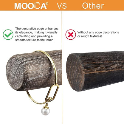 MOOCA 2 Pcs 2- Tier Space Saving Wooden Bracelet Holder Stand, Bracelet Display Stand For Selling, Watch Display, Free assembly, Coffee Color