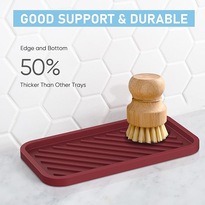 EG-SIPRO Silicone Sponge Holder,Large 10" Kitchen Sink Organizer Tray Kitchen Soap Tray Soap Sponge Holder for Bathroom Counter Sponge Caddy Dish Soap for Scrubber,Soap Dispenser,Scouring Pad
