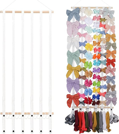 OAOLEER Hair Bow Holder Organizer for Girls，Hair Clips Headband Organizer Storage Wall Hanging Home Decor for Girls Room (1Pcs White 35Inch)