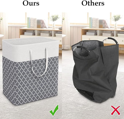 StorageRight Laundry Basket Hamper Large Collapsible Laundry Hamper with Easy Carry Handles，Freestanding Clothes Hampers for Laundry, Bedroom, Dorm, Clothes, Towels, 100L, Clover Grey