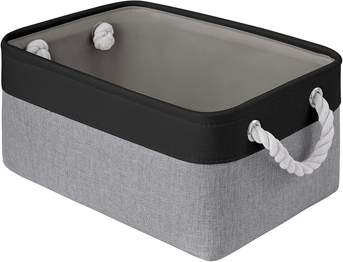 Storage Baskets for Shelves 13.8x9.8x6.7 Inch, Foldable Fabric Storage Bins with Handles, Small Storage Baskets for Organizing Closet, Office, Home Organization (1-Pack, Black&Gray)