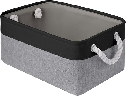 Storage Baskets for Shelves 13.8x9.8x6.7 Inch, Foldable Fabric Storage Bins with Handles, Small Storage Baskets for Organizing Closet, Office, Home Organization (1-Pack, Black&Gray)